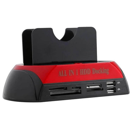 Hard Drive Docking Station for 2.5 and 3.5 Inch Drives with Card Reader - red black docking station for SATA/IDE backup and cloning