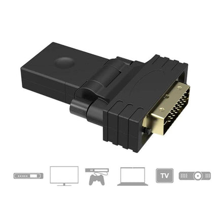Durable DVI to HDMI Adapter for Connecting Devices to TVs - 24+1 pin DVI male to HDMI female, black compact converter