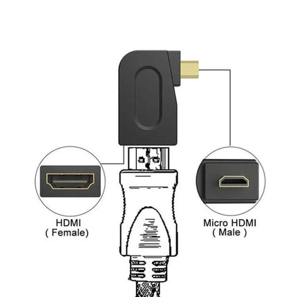 Micro HDMI to HDMI Gold Plated Adaptor with 90 Degree Angle - black 90° gold-plated micro HDMI (male) to HDMI (female) adapter for tight spaces