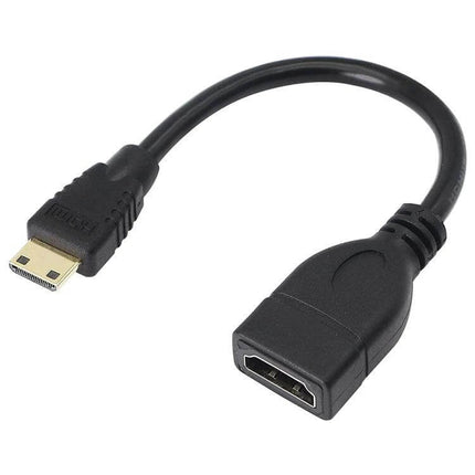 Short 17cm Cable for Connecting Mini HDMI Devices to HDMI Displays - compact black mini HDMI to HDMI adapter cable for cameras and tablets