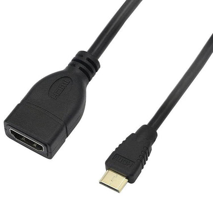 Short 17cm Cable for Connecting Mini HDMI Devices to HDMI Displays - black Mini HDMI to HDMI adapter cable for cameras, tablets, TVs