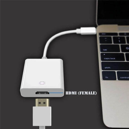 HDMI Adapter for Connecting Devices to MacBook 12 Inch showing USB‑C to HDMI connection for presentations and streaming