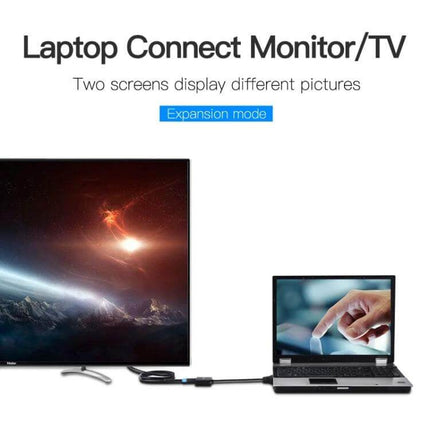 HDMI Scaler Adapter for 4K Ultra HD Video Conversion connecting laptop to 4K TV in expansion mode for dual-screen display