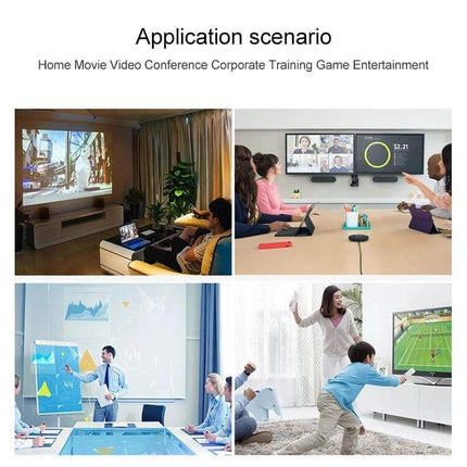1.8 Meter HDMI to DVI Adapter Cable for Connecting TVs and Projectors showing home theater, conference room, classroom, and gaming setups