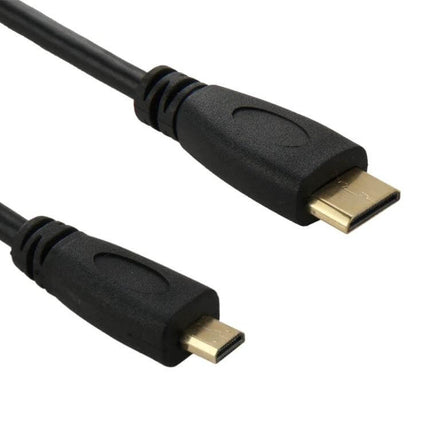 Mini HDMI to Micro HDMI Cable, 1.8 Meters for Device Connections showing black cable with gold-plated mini and micro HDMI connectors