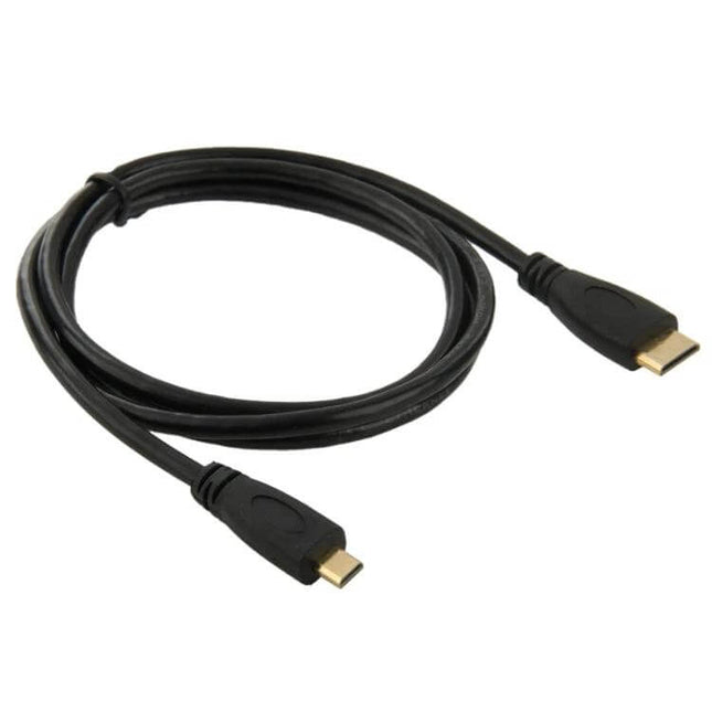 1 Meter Mini HDMI to Micro HDMI Cable for Connecting TVs and Players - 1m black cable linking Mini HDMI and Micro HDMI devices