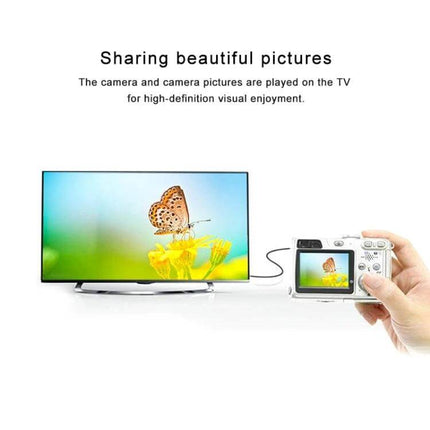1 Meter Mini HDMI to Micro HDMI Cable for Connecting TVs and Players - camera connected to TV showing butterfly image