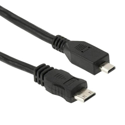 Compact 30cm Mini HDMI to Micro HDMI Adapter Cable for Devices - black short cable showing Mini HDMI and Micro HDMI connectors