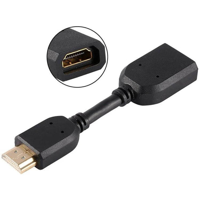 HDMI Male to Female Adapter Cable for Device Connections, 10cm - gold-plated 19-pin short extension for HDMI devices