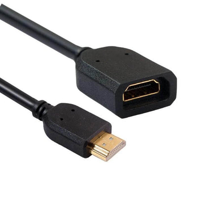 HDMI Male to Female Adapter Cable for Device Connections, 10cm - gold-plated 19-pin connectors for short home theater or office extensions