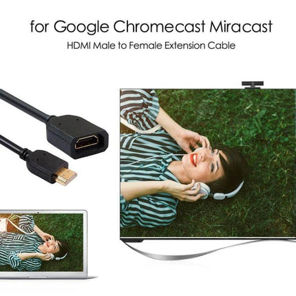 HDMI Male to Female Adapter Cable for Device Connections, 10cm - 10cm gold-plated 19-pin extension for HDMI devices, ideal for home theater and presentations