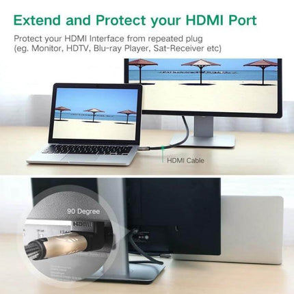 HDMI Adapter with 90-Degree Angle for Flexible Connections - compact elbow adapter for protecting ports and routing HDMI cables in tight spaces