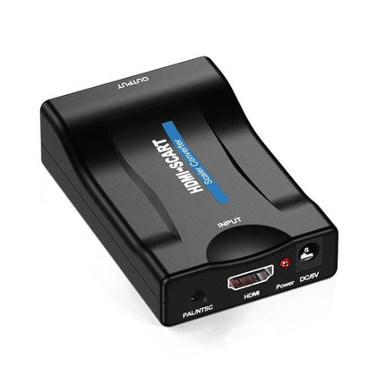 Compact Video Converter for Connecting Devices to TV - black HDMI to SCART adapter for smartphone to older TV playback, plug-and-play, no drivers