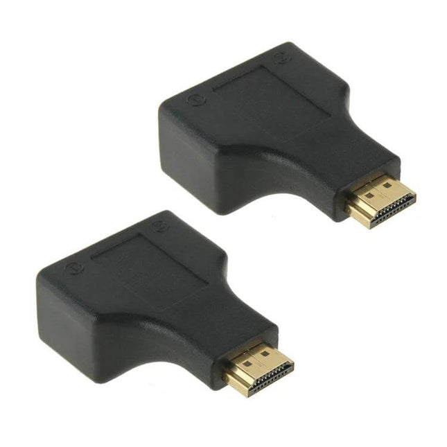 HDMI Extender for Extending TV Signals Up to 30 Meters via Cable compact transmitter pair for CAT-5e/6 connections, gold-plated HDMI connectors
