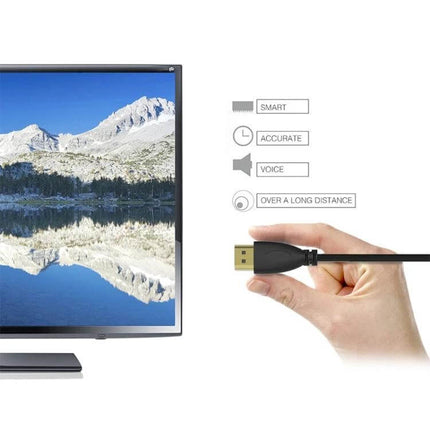 Coiled Micro HDMI to HDMI Cable with Gold Plating, 60cm Extendable shown connecting camera/tablet to TV with gold-plated HDMI plug