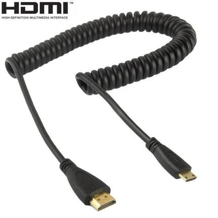 Gold Plated Coiled Mini HDMI to HDMI Cable for Portable Use – compact coiled 1.4 cable with gold-plated connectors for travel and tidy connections
