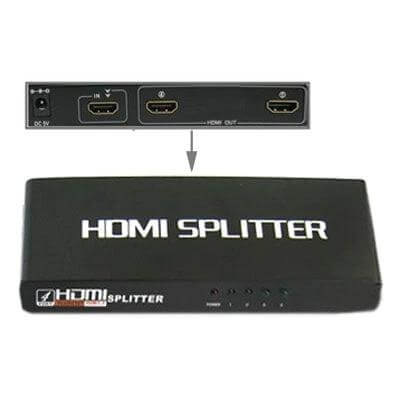 HDMI Splitter for Distributing Signals to Four Devices Easily - black 1x4 HDMI distribution box for home, conference and retail displays