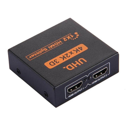 Practical HDMI Splitter for Sharing Video to Two Displays - compact 1x2 HDMI 4K splitter for mirroring content to two TVs or screens