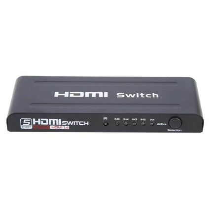5-Port HDMI Switch for Connecting Multiple Devices with Remote slim black HDMI switch box with front LEDs and selection button