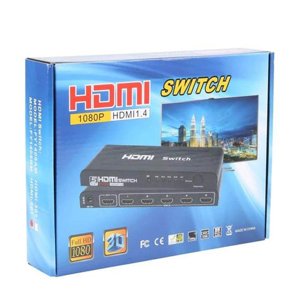 5-Port HDMI Switch for Connecting Multiple Devices with Remote - black 5-input HDMI/DVI selector box with remote for home theater