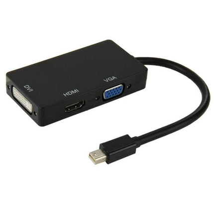 Mini DisplayPort to HDMI, VGA, and DVI Adapter Cable for Displays - black multiport adapter for MacBook presentations