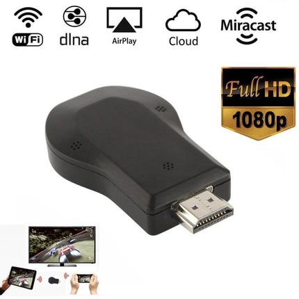 Ezcast HDMI Dongle for Wireless Mirroring from Phones to TV — black HDMI dongle for mirroring phone/tablet to TV, supports AirPlay, Miracast, DLNA, Full HD 1080p