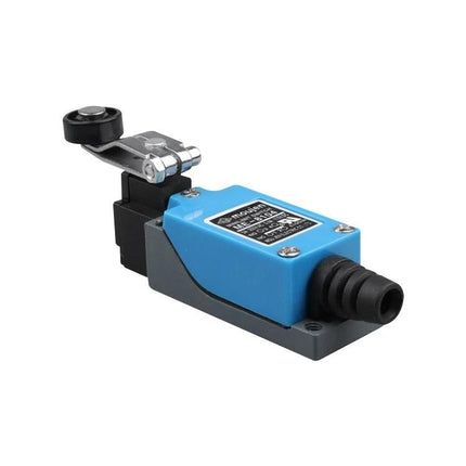 Mini Roller Arm Limit Switch for Industrial Equipment Use - compact blue roller arm position sensor for assembly lines and automated systems