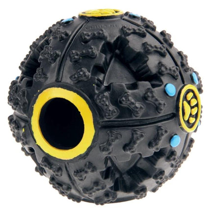 Interactive Chew Ball Toy for Pets in Daily Play Sessions - black textured treat-dispensing ball for dogs