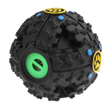 Interactive Chew Ball Toy for Pets in Daily Play Sessions - black textured treat-dispensing fetch ball