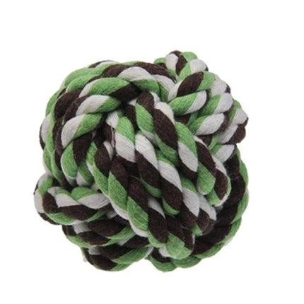 Cotton Rope Ball for Daily Pet Playtime and Chewing Fun - green white brown braided cotton rope chew toy for dogs