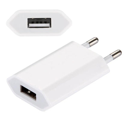 Portable USB Travel Charger for Everyday Devices on the Go white USB wall adapter with Euro plug for phone and tablet charging