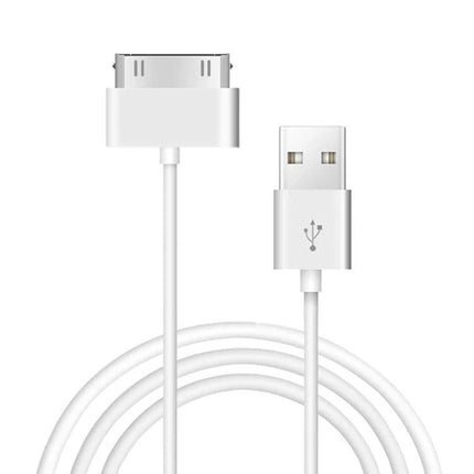 USB Cable for Everyday iPhone and iPad Charging at Home — white flexible 30‑pin to USB cable for reliable desk and couch charging