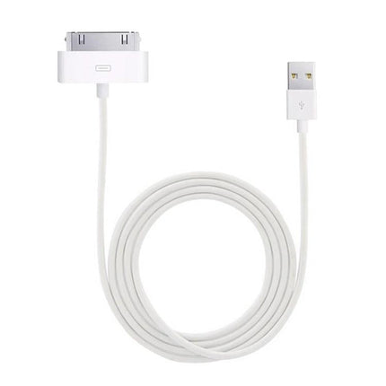 USB Cable for Everyday iPhone and iPad Charging at Home - white flexible 30-pin to USB cable coiled for reliable home charging