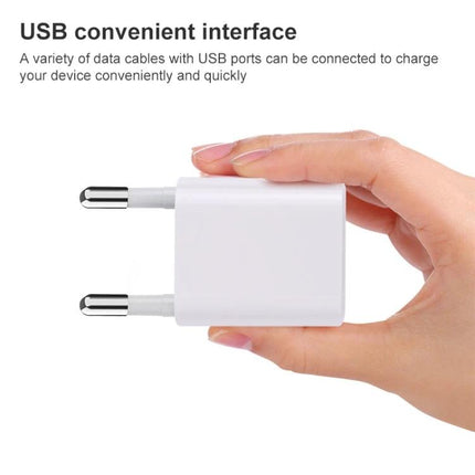 Compact USB Charger for Travel and Everyday Essentials - hand holding compact white USB wall charger ideal for travel and daily charging