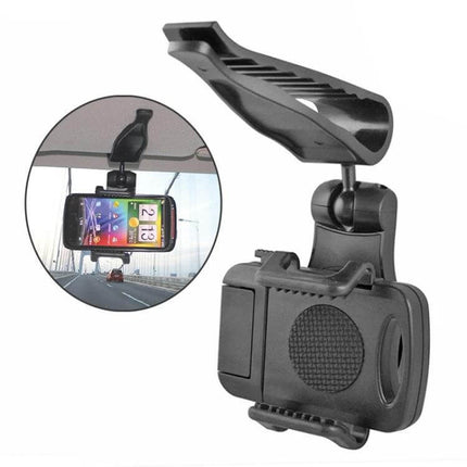 Car Sun Visor Phone Mount Clip Universal Fit For Smartphones - black visor clip holder with single-button release for easy mounting