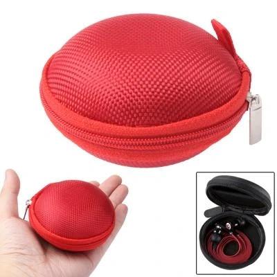 Durable Nylon Bag for Earphone Protection During Daily Travel - compact red zippered earphone case for commute and pocket storage