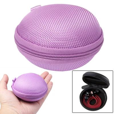 Compact Carrying Bag for Headphones on Daily Outings - small purple nylon protective case for headphones, commuters and travelers, pocket-friendly