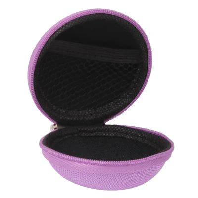 Compact Carrying Bag for Headphones on Daily Outings - Purple Nylon protective case with zip and mesh pocket for travel and commuting
