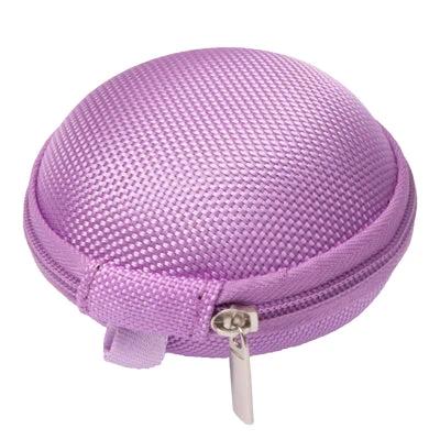 Compact Carrying Bag for Headphones on Daily Outings - Durable Nylon Rounded Purple Zipper Case for Travel And Commuting