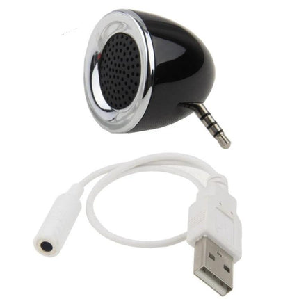 Compact Portable Speaker 3.5mm Jack For On The Go Listening pocket‑sized wired speaker with USB cable
