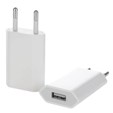 USB Charger for Everyday Phone and Device Charging - compact white USB wall charger with EU plug for travel and commuting