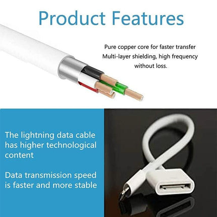 Essential Adapter for Using Old Phone Accessories in Everyday Situations - white 30-pin to 8-pin adapter cable showing copper cores and compact travel use