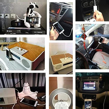 Essential Adapter for Using Old Phone Accessories in Everyday Situations - 30-pin to 8-pin adapter shown charging phones in home and car setups