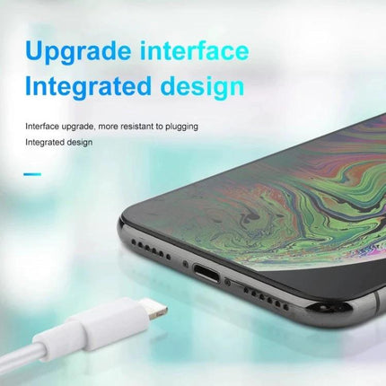 3 Meter USB Cable for Everyday Device Charging at Home showing 8-pin connector and phone charging from a distance with integrated design