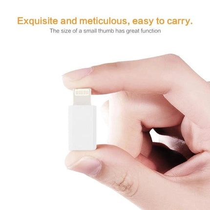 Essential Adapter for Everyday iPhone and iPad Charging - compact USB to 8 Pin adapter held between fingers for travel and laptop syncing