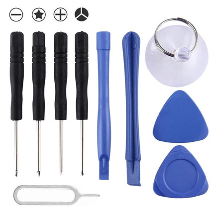 Versatile 10-in-1 Repair Kit for Everyday Device Fixes — compact set with four screwdrivers, pry tools, SIM ejector, suction cup and picks for phone and laptop repairs