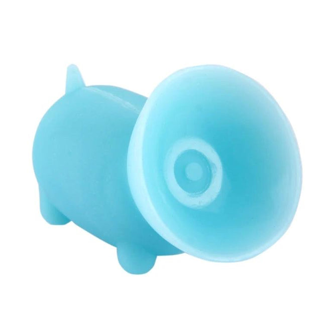 Pig Shaped Suction Cup Phone Holder for Car and Desk Use - blue pig design with strong suction base for dashboard or desk hands-free use