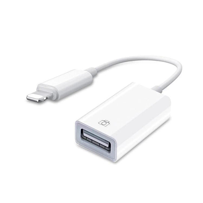 Handy USB OTG Adapter for iPad Connectivity in Daily Use - white Lightning to USB OTG adapter for keyboard and camera file transfer