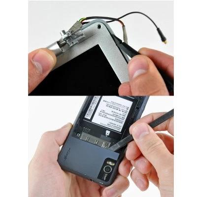 Tool for Opening Phones and Removing LCD Screens on Tablets being used to pry open smartphone and tablet screens with precision pry tool