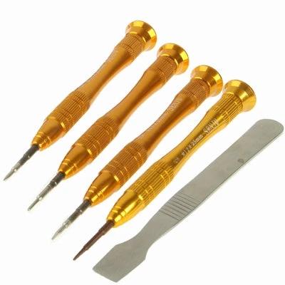 22-in-1 Screwdriver Tool Set for Laptop and Phone Repair showing precision gold screwdrivers and a metal pry tool for electronics